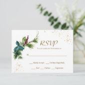 KerstEvergreen Holly Winter Wedding RSVP Card Kaartje (Staand voorkant)