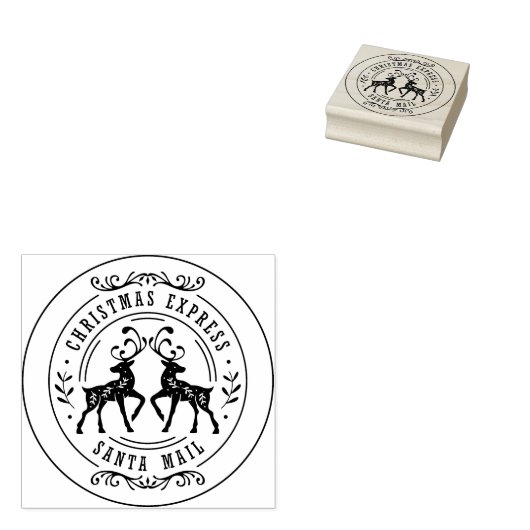 KerstExpress Santa Mail Cute Reindeer Rubberstempel (Gestempeld)