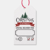 Kerstexpress speciale bezorging dubbel gecontrolee cadeaulabel (Voorkant)