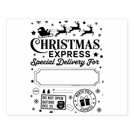 Kerstexpress speciale bezorging Kerstman Rubberstempel (Afrduk)