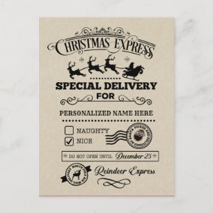 Kerstexpress speciale levering Nice List Feestdagenkaart