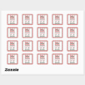 Kerstexpressie Levering Kerst Plaid Vierkante Sticker (Vel)