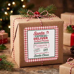 Kerstexpressie Levering Kerst Plaid Vierkante Sticker
