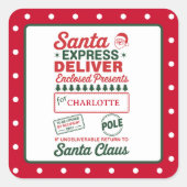 Kerstexpressie Levering Kerst Stippels Vierkante Sticker (Voorkant)