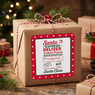 Kerstexpressie Levering Kerst Stippels Vierkante Sticker