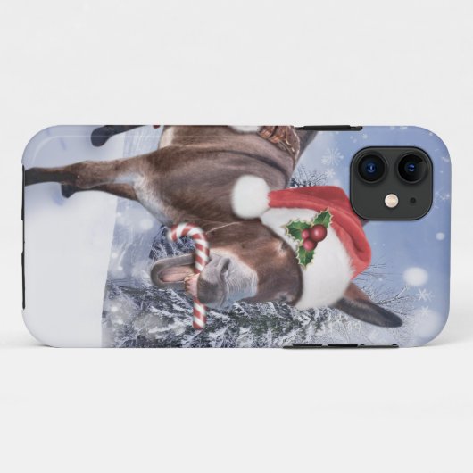 Kerstezel met een grappig rood pet Case-Mate iPhone case (Achterkant (horizontaal))