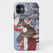 Kerstezel met een grappig rood pet Case-Mate iPhone case (Achterkant)