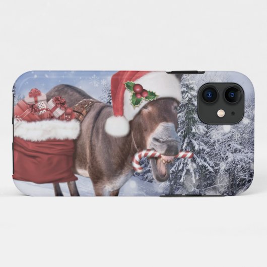 Kerstezel met een grappig rood pet Case-Mate iPhone case (Achterkant (horizontaal))