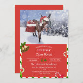 Kerstezel met een grappig rood pet kaart (Voorkant / Achterkant)