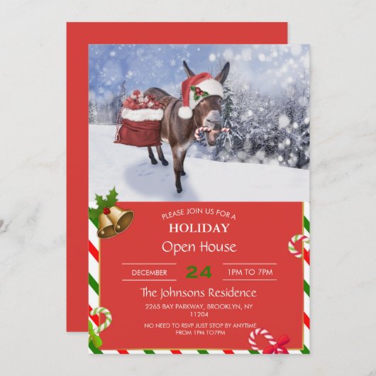 Kerstezel met een grappig rood pet kaart (Voorkant / Achterkant)