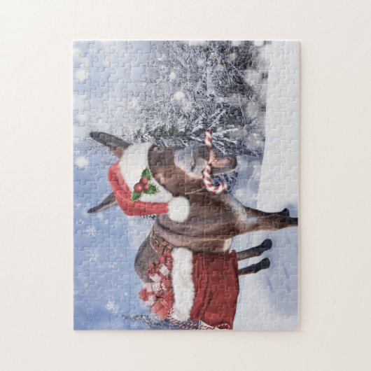 Kerstezel met een grappig rood pet legpuzzel (Verticaal)