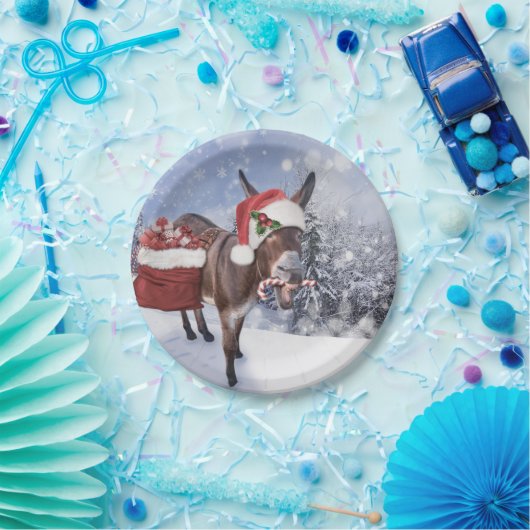 Kerstezel met een grappig rood pet papieren bordje (Feest)