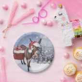 Kerstezel met een grappig rood pet papieren bordje (Feest)