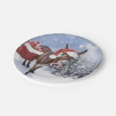 Kerstezel met een grappig rood pet papieren bordje (Gekanteld)