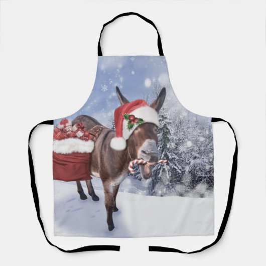 Kerstezel met een grappig rood pet schort (Voorkant)