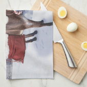 Kerstezel met een grappig rood pet theedoek (Quarter Fold)