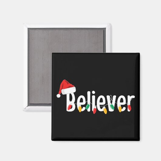 KerstFaith Believer | Santa Claus Xmas lampjes Magneet (Voorkant / Achterkant)