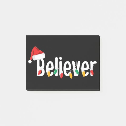 KerstFaith Believer | Santa Claus Xmas lampjes Post-it® Notes (Voorkant)
