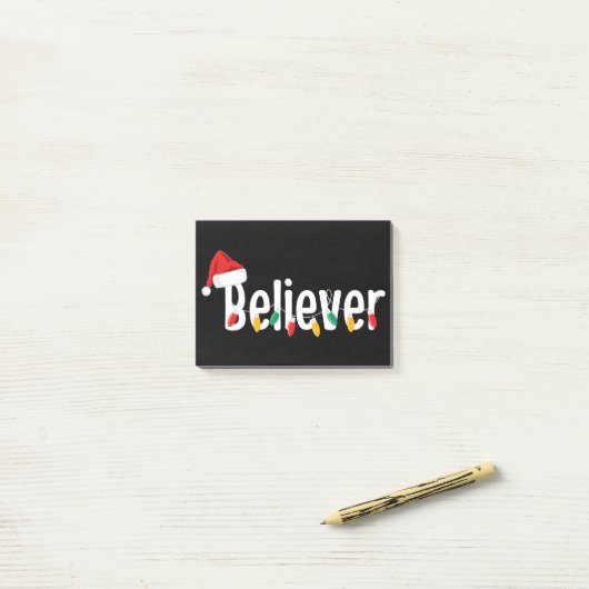 KerstFaith Believer | Santa Claus Xmas lampjes Post-it® Notes (Op bureau)