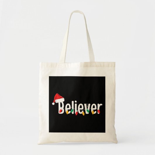KerstFaith Believer | Santa Claus Xmas lampjes Tote Bag (Voorkant)