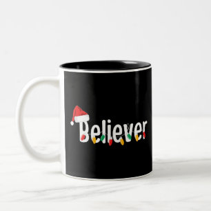 KerstFaith Believer   Santa Claus Xmas lampjes Tweekleurige Koffiemok
