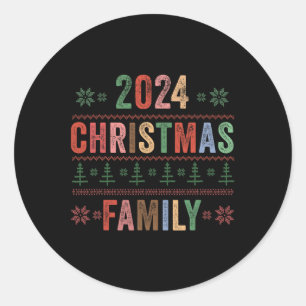 Kerstfamilie 2024 Matching Familie Groep Xmas H Ronde Sticker