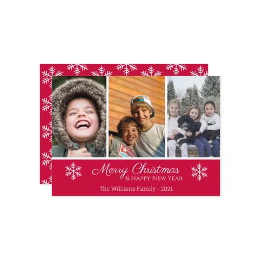 Kerstfamilie 3 Foto Snowflake (Voorkant / Achterkant in situ)