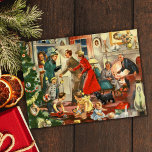 kerstfamilie die zich verzamelt feestdagenkaart<br><div class="desc">De  Retro kerstfamilie die een feestelijke kaart oplevert.</div>