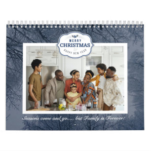 Kerstfamilie Foto Blue Grey Quote Tekst Kalender