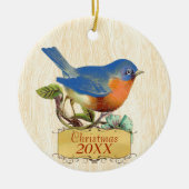 Kerstfamilie Foto Bluebird Keramisch Ornament (Voorkant)