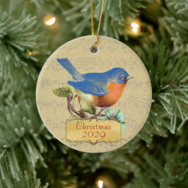Kerstfamilie Foto  Bluebird Keramisch Ornament