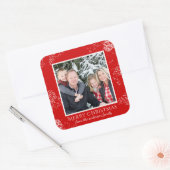 Kerstfamilie Foto cadeaulabel stickers (Envelop)
