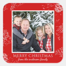 Kerstfamilie Foto cadeaulabel stickers