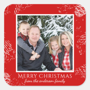 Kerstfamilie Foto cadeaulabel stickers