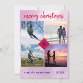 Kerstfamilie Foto Candy Cane Heart Kaart (Voorkant)