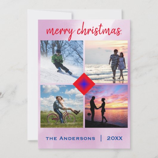 Kerstfamilie Foto Candy Cane Heart Kaart (Voorkant)