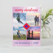 Kerstfamilie Foto Candy Cane Heart Kaart (Staand voorkant)