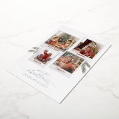 Kerstfamilie Foto collage Pset Rustic Silver Folie Feestdagenkaart (Gedraaid)