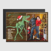 Kerstfamilie Foto Funny Velociraptor Dinosaur (Voorkant / Achterkant)