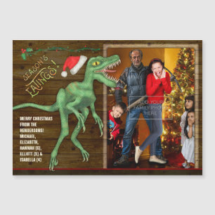 Kerstfamilie Foto Funny Velociraptor Dinosaur