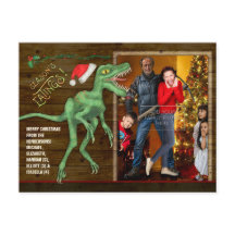 Kerstfamilie Foto Funny Velociraptor Dinosaur