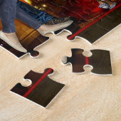 Kerstfamilie Foto Funny Velociraptor Dinosaur Legpuzzel (Zijkant)