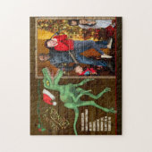 Kerstfamilie Foto Funny Velociraptor Dinosaur Legpuzzel (Verticaal)