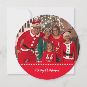 Kerstfamilie Foto gepersonaliseerd rond Feestdagenkaart