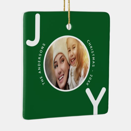 Kerstfamilie foto groen plezier moderne keramisch ornament (Rechts)