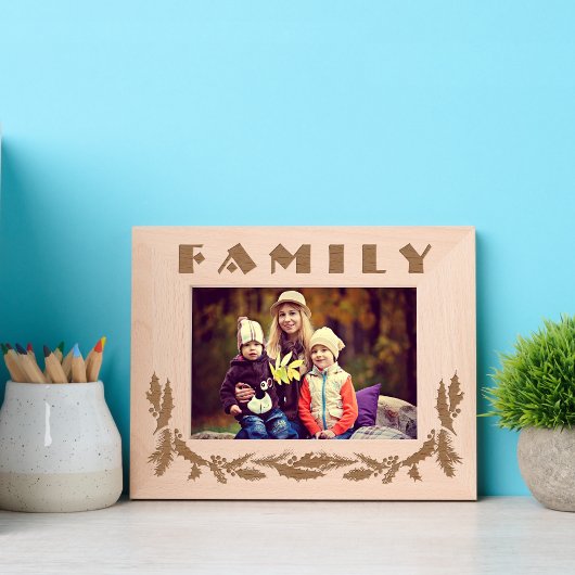 Kerstfamilie foto kader met gegraveerd ontwerp van