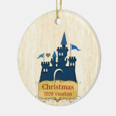 Kerstfamilie Foto met Castle terug Keramisch Ornament (Links)