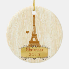 Kerstfamilie Foto met Eiffel Tower Keramisch Ornament