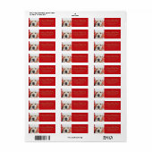 Kerstfamilie foto modern script rood goud etiket (Full Sheet)