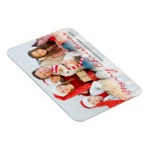 Kerstfamilie Foto Rood Monogram minimalistisch Magneet (Rechterzijde)